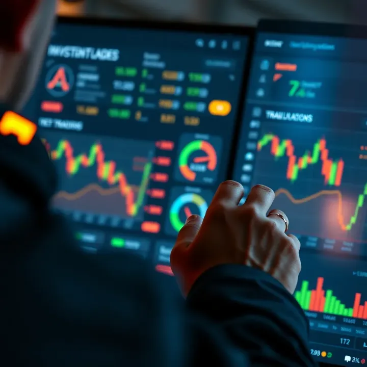 User navigating investment options on a demo trading platform dashboard