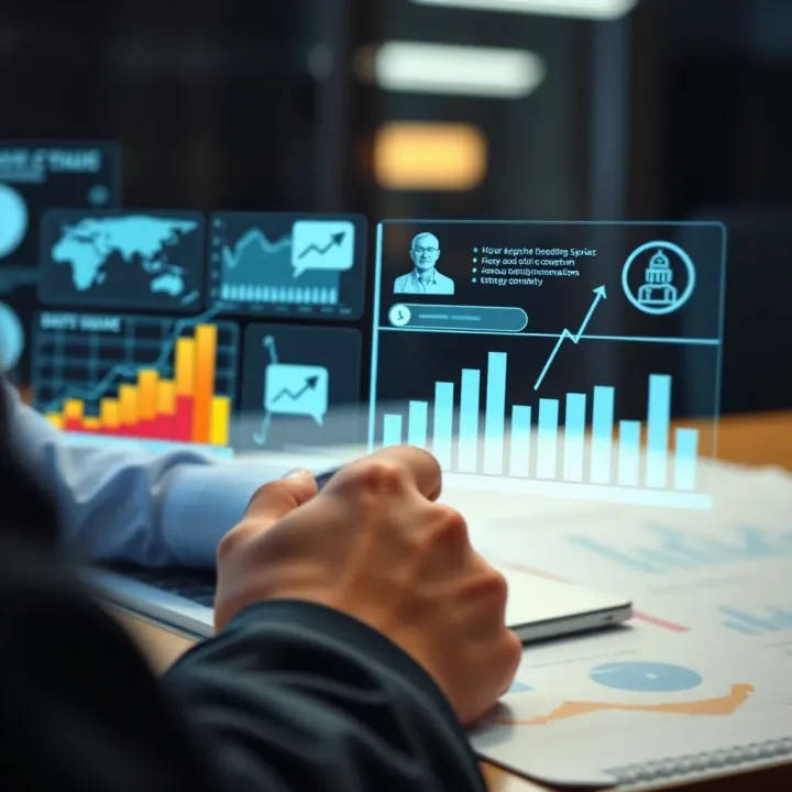Data-Driven Decision Making in Market Strategy Development Visualization of data-driven decision making with charts and business strategy icons