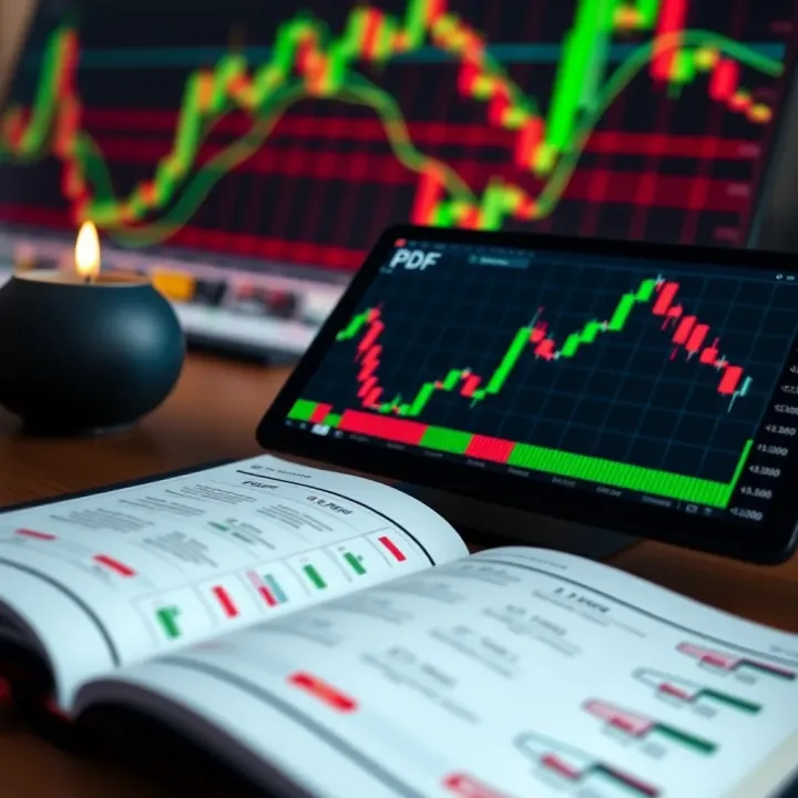 Essential PDF Guide for Candlestick Patterns in Day Trading Open PDF guide on a digital device showing candlestick pattern explanations