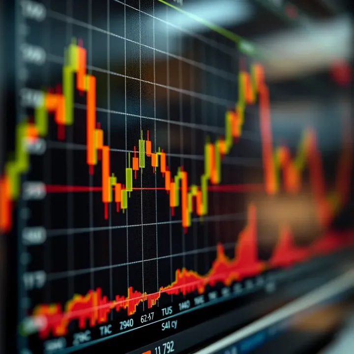 Graph showing stock price fluctuations during day trading session