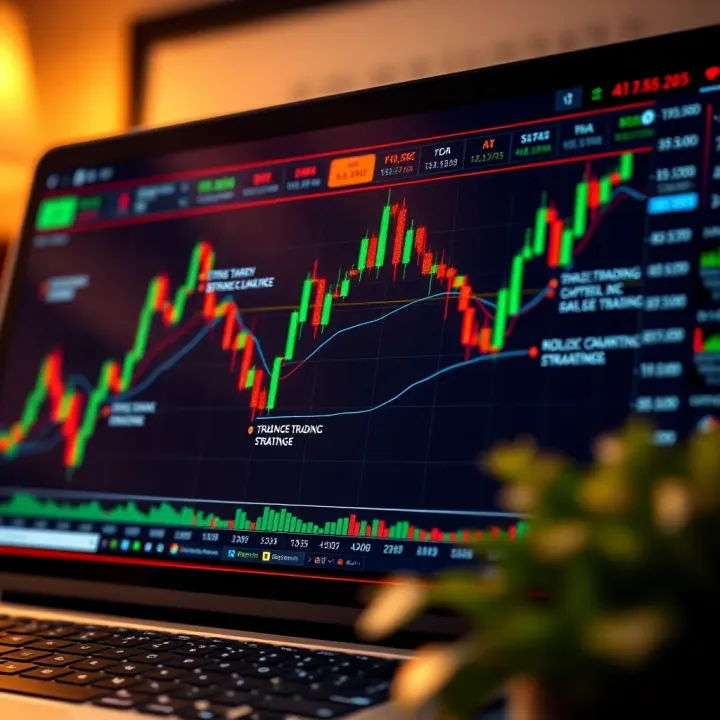 Core Trading Strategies for Day Trading Success Chart showing financial market trends with annotations on key trading strategies