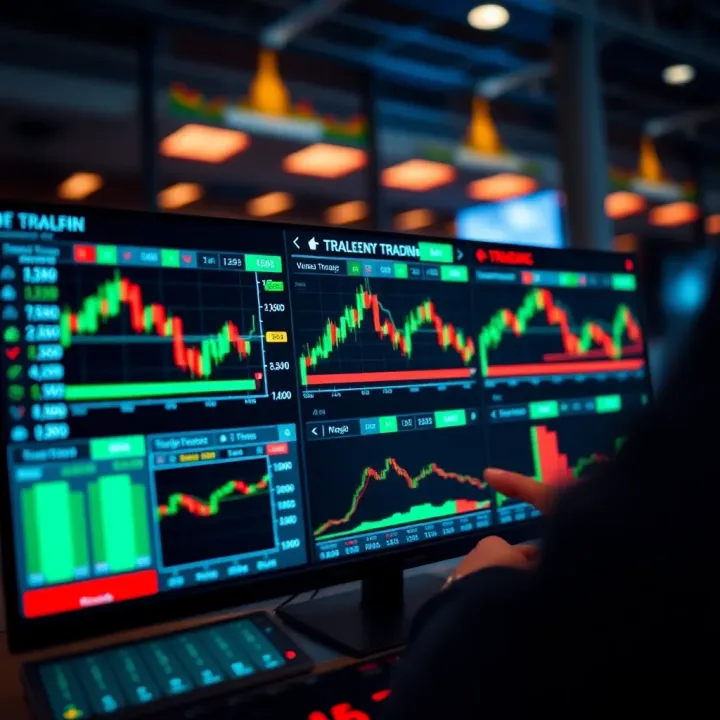Trading Platform Interface for Strategy Practice Interface of a trading platform displaying charts and trading tools