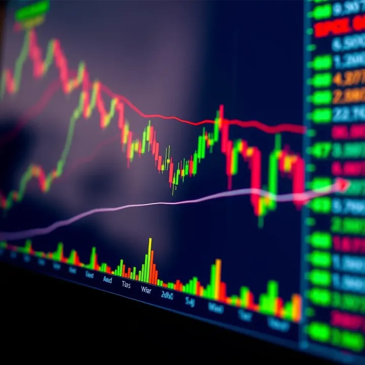 Graph showing financial data trends on a digital trading platform