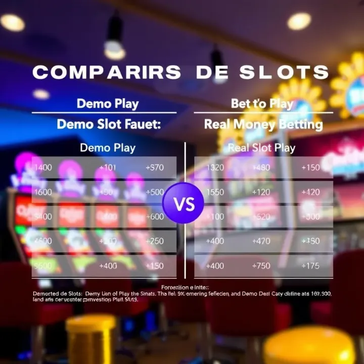 Comparison chart highlighting differences between demo slot play and real money betting
