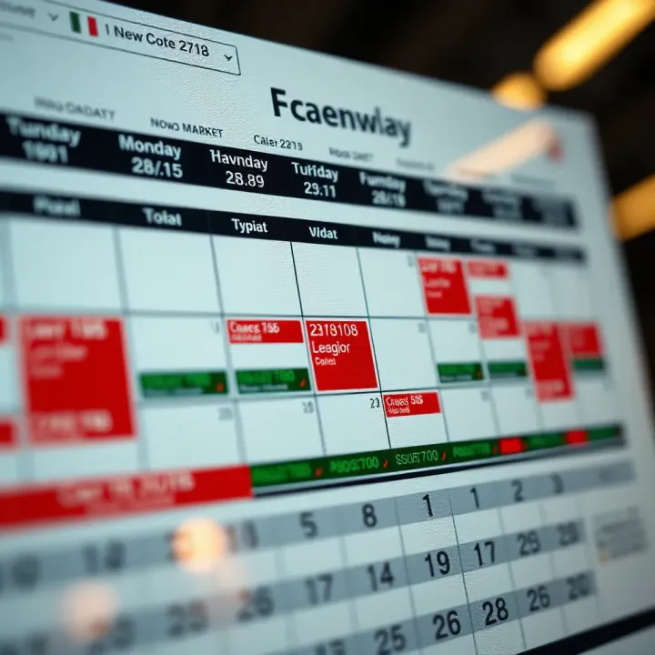 Economic calendar displaying key financial events and data releases for market analysis