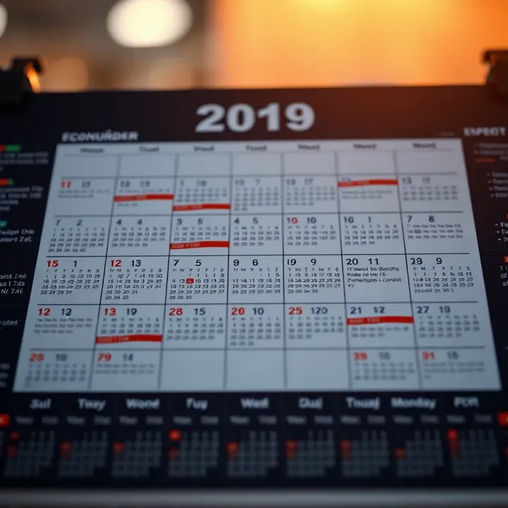 Calendar highlighting key economic events and financial market indicators
