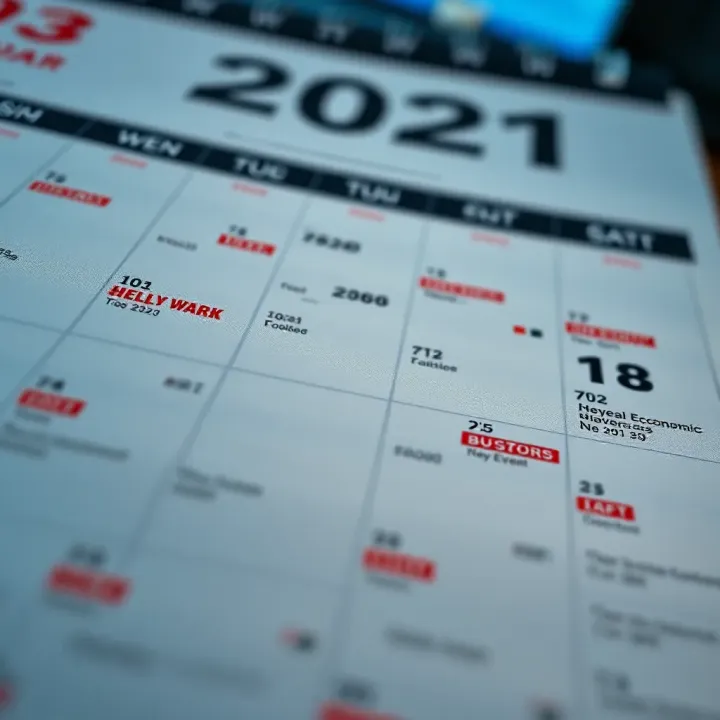 Calendar highlighting major economic events and financial indicators throughout the year