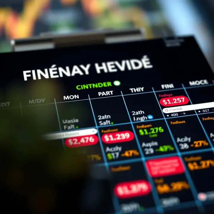 Financial calendar displaying upcoming economic events and indicators for market analysis