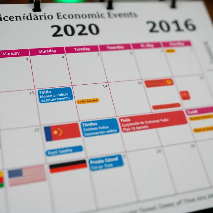 Calendar layout highlighting major monetary policy announcements and economic events