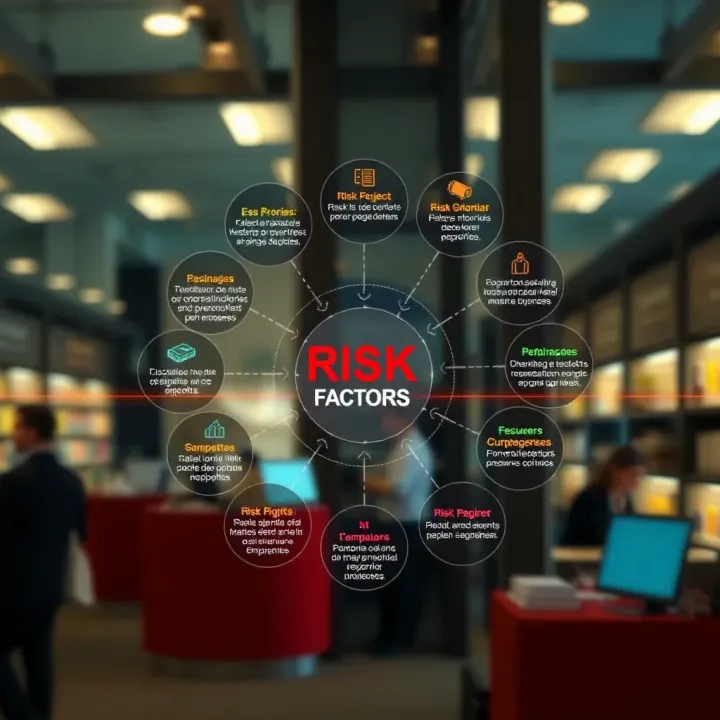 Diagram showing various business risk factors and their impact on company objectives