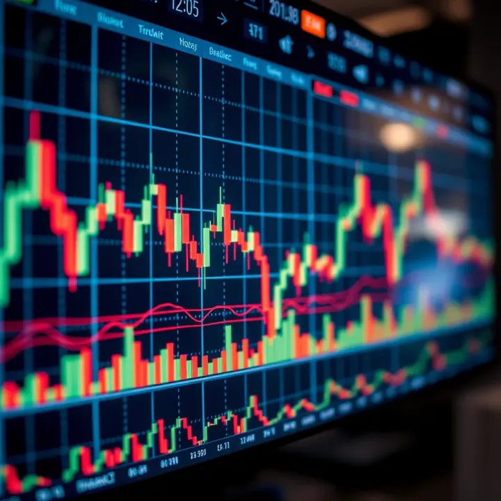 Graph showing currency pair price movements with technical indicators overlay