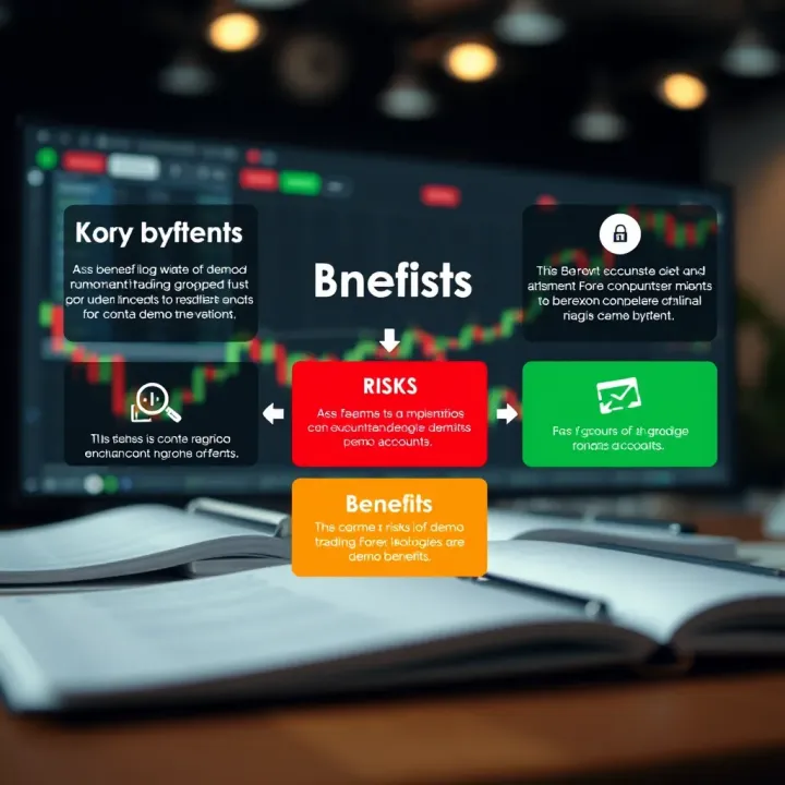 Key Benefits and Risks of Using Forex Demo Accounts Graphical representation of Forex trading concepts highlighting risks and benefits of demo accounts