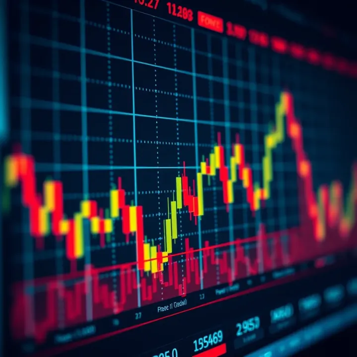 Graph showing fluctuating currency exchange rates in the Forex market