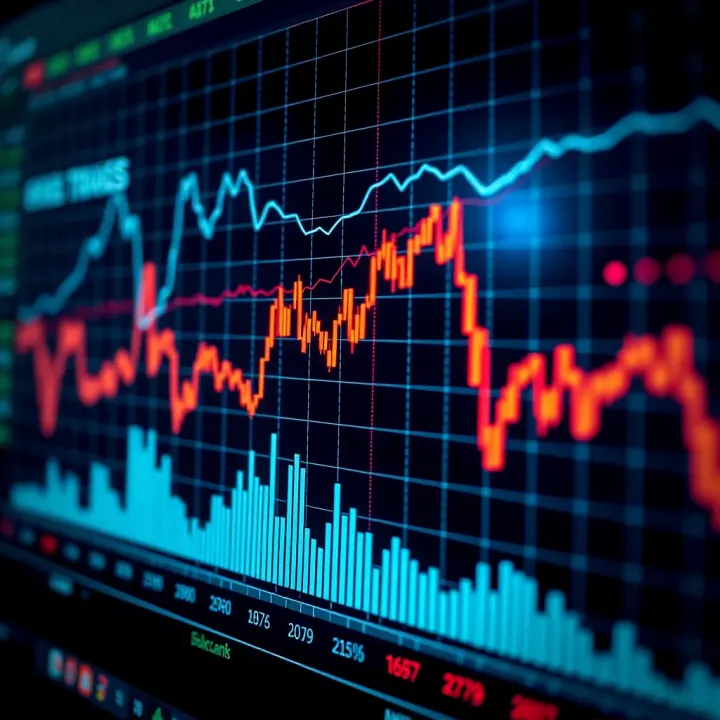 Graph illustrating currency exchange rate fluctuations in the Forex market