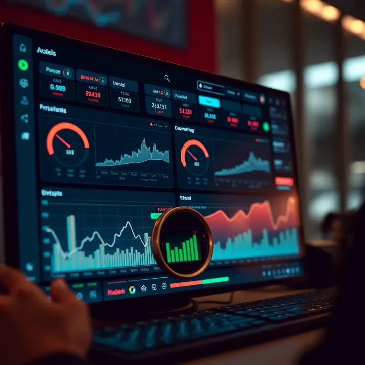 Dashboard interface displaying free signal catalog tools with various charts and performance metrics