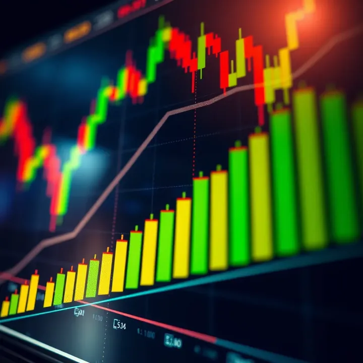 Chart illustrating binary options trading with upward and downward arrows on a financial graph