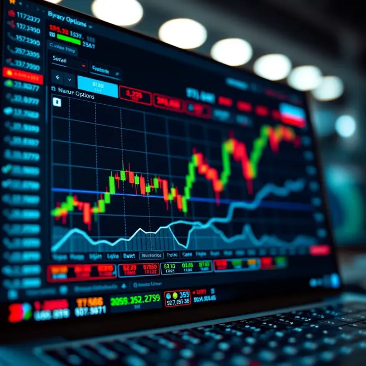 Graph displaying binary options trading trends on a digital platform