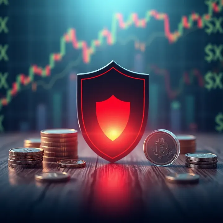 Illustration of investment protection measures with shield and financial symbols