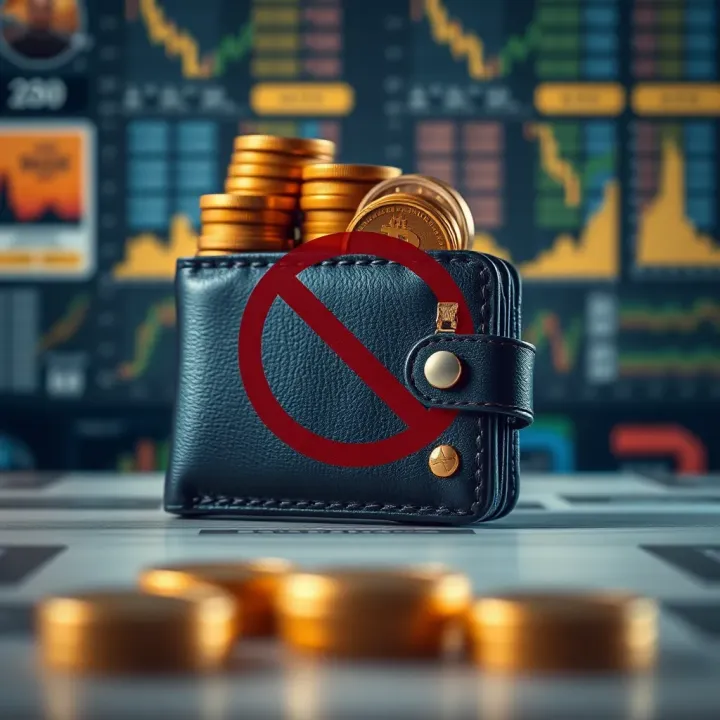 Graphic depicting a wallet with coins and a crossed-out symbol representing no withdrawal from demo accounts