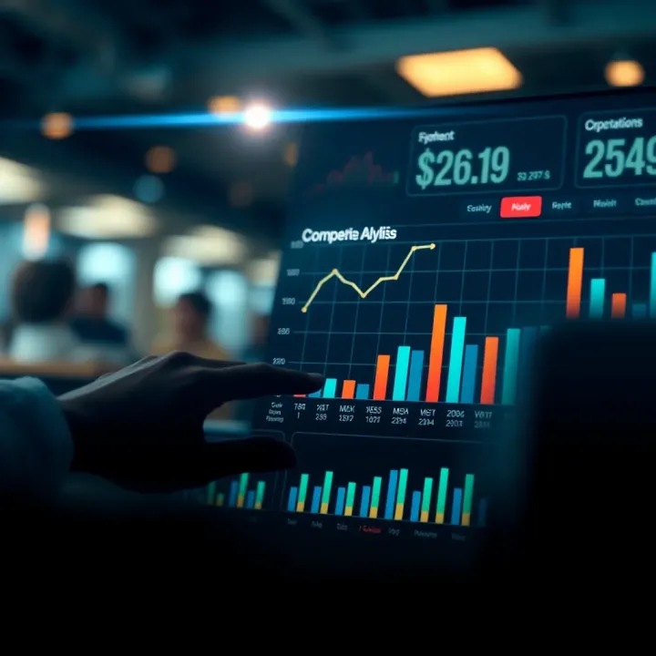 Graph showing competitive market analysis with data trends and opportunity highlights