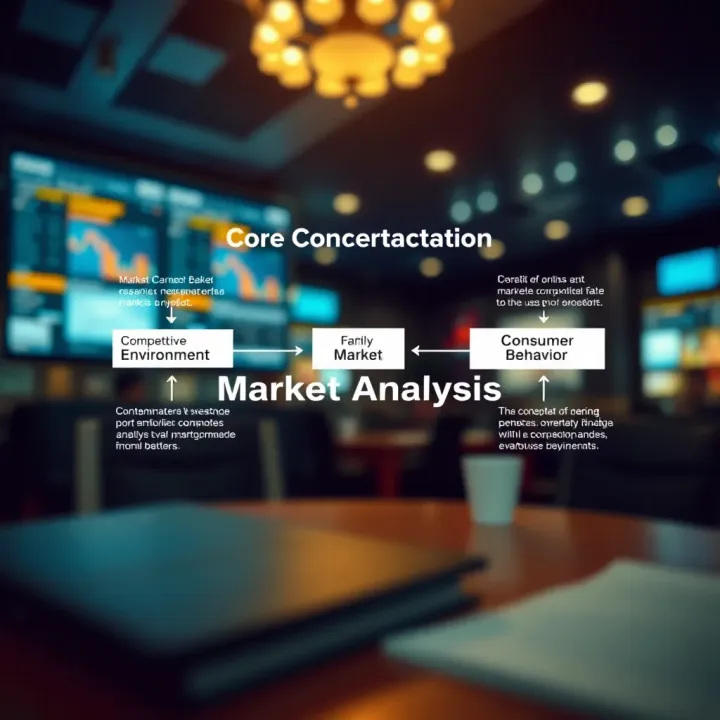 Diagram illustrating key concepts of market analysis including competitive environment and consumer behavior