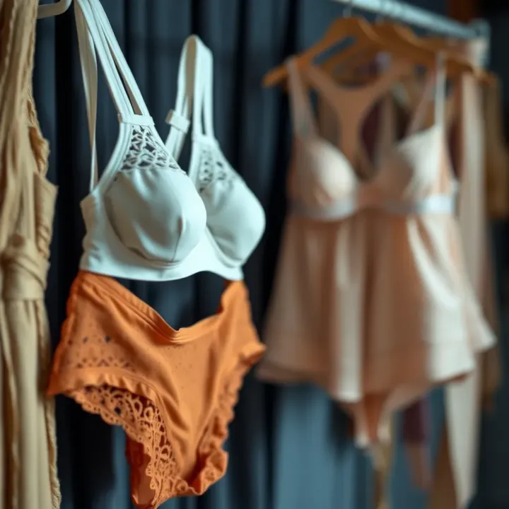 Stylish lingerie collection showcasing diverse fabrics and designs