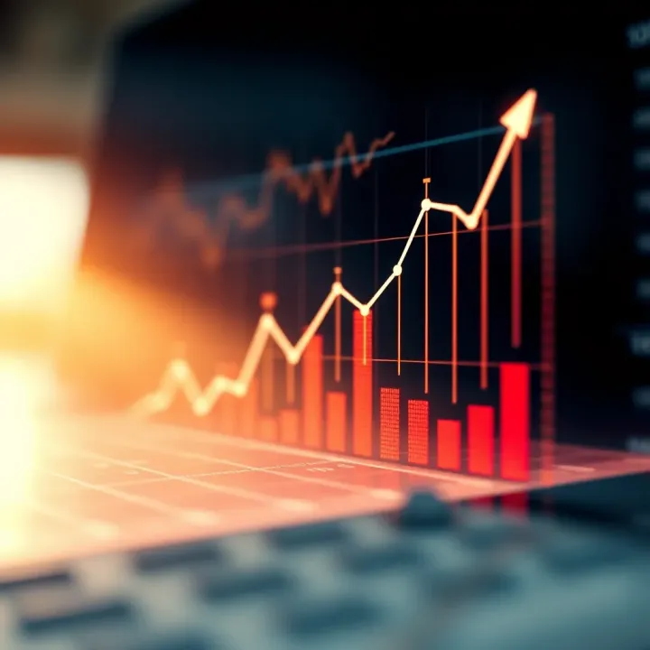 Graph showing market trends with data points and upward trajectory