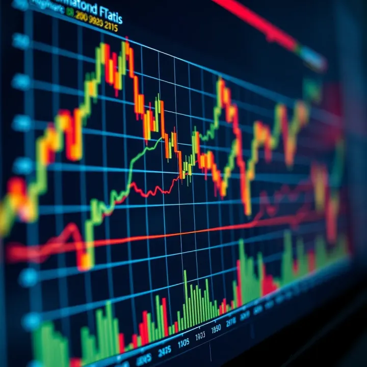 Graph chart showing market trends influenced by economic data releases