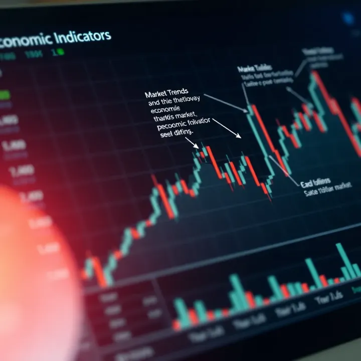 Graph showing market trends influenced by economic indicators with annotations explaining their impact