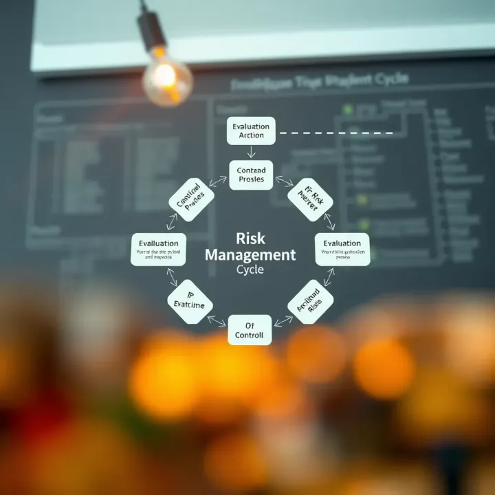 Flowchart illustrating the risk management cycle including identification, evaluation, and control phases