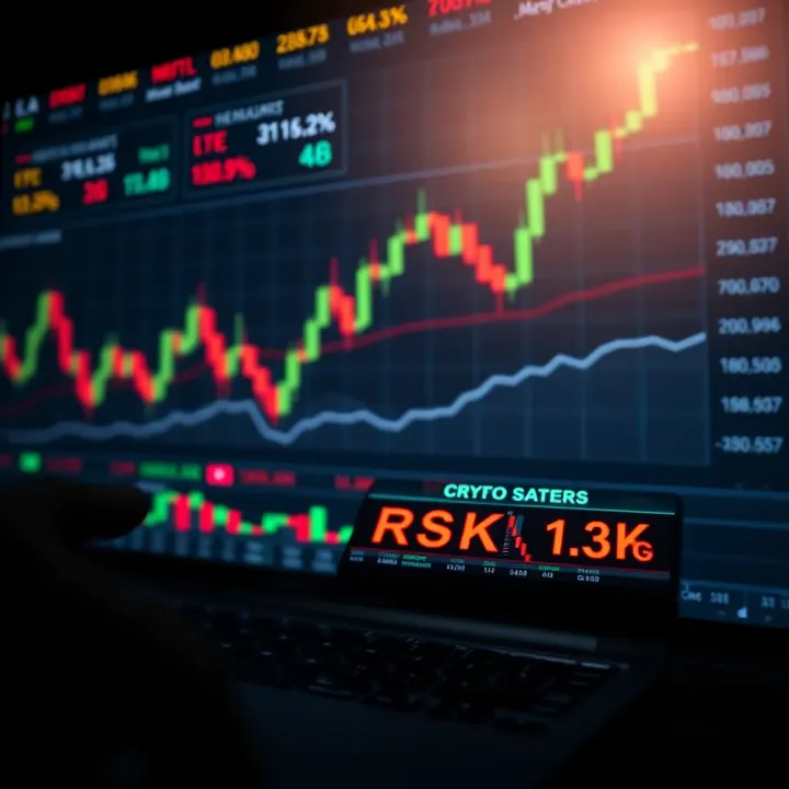 Visual depiction of risk management techniques in crypto copy trading with charts and safety indicators