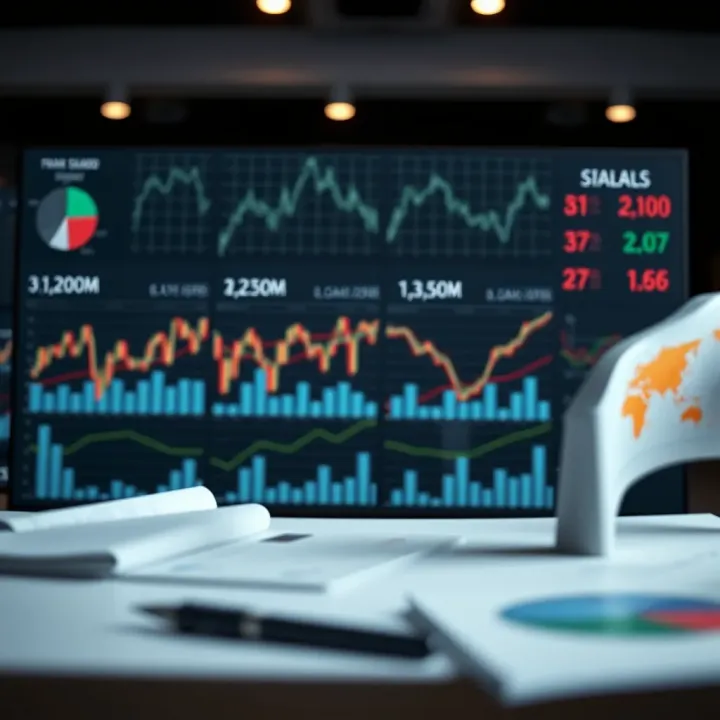 Business strategy board with charts and graphs representing risk minimization and strategic planning