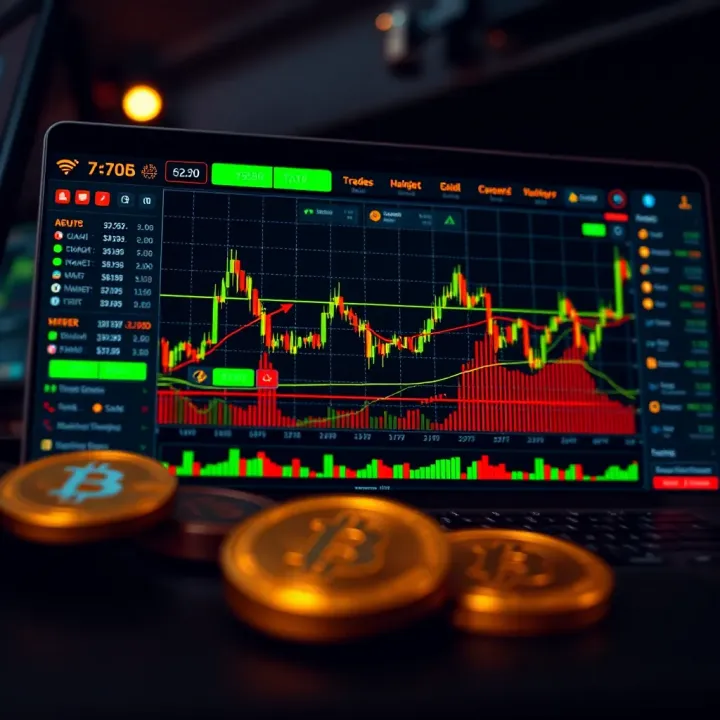Diagram illustrating technical analysis indicators and trading platform interface for crypto trading