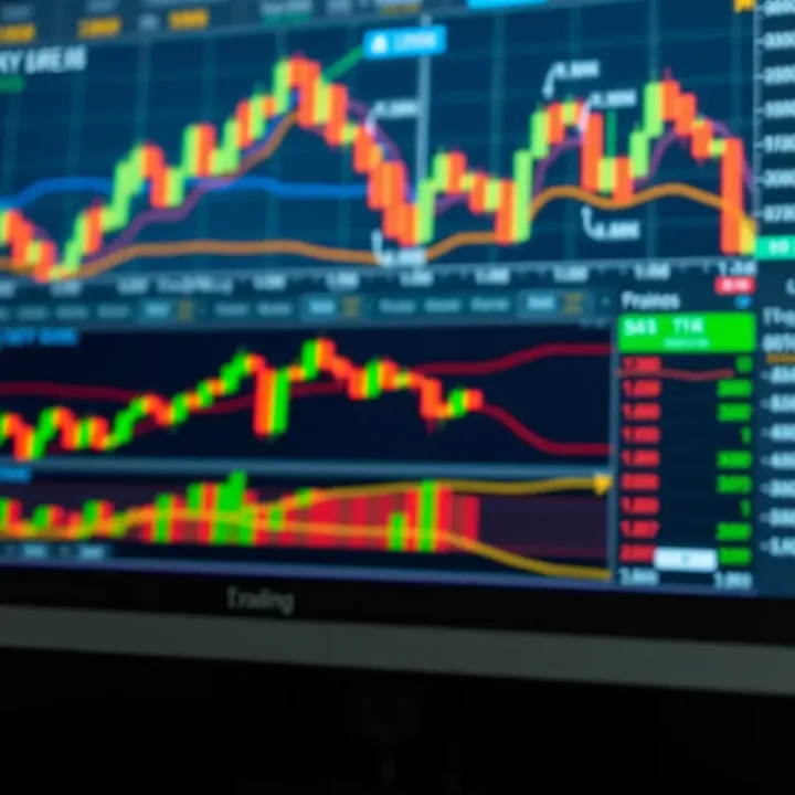 Graphical representation of technical analysis tools and trading strategies on a digital screen