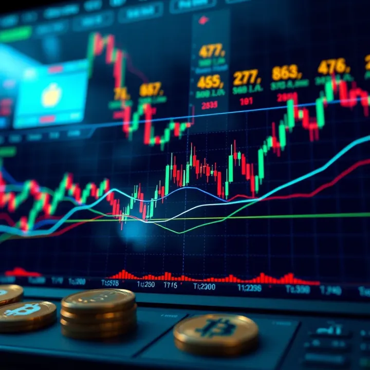 Chart displaying cryptocurrency price fluctuations with technical indicators