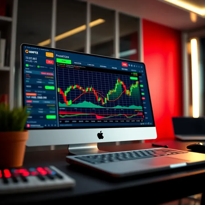 Digital interface showing financial charts on a simulated trading platform
